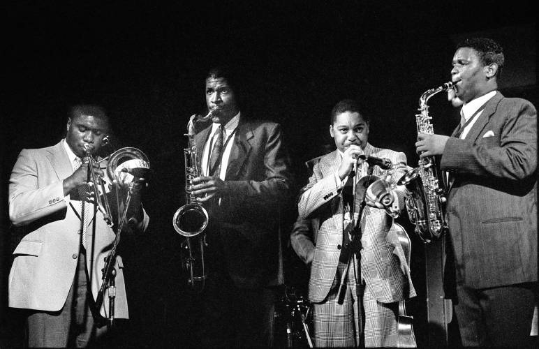 In the 1990s, jazz legend Wynton Marsalis (second from right), who’d played at the club in its early days, returned to the Iron Horse for a series of concerts over five straight nights with a 10-piece band as they readied for a European tour.