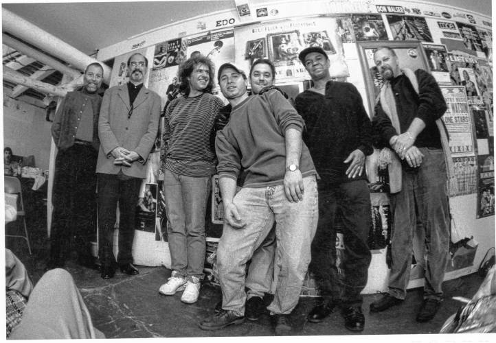 An iconic shot from the Iron Horse: Dave Holland, Michael Brecker, Pat Metheny and Jack DeJohnette pose with Eric Suher, who bought the Iron Horse in 1995 and sold it last year to The Parlor Room Collective. On the far right is one of the two original Iron Horse owners, Jordi Herold, who became the sole owner in the early 1980s. He sold it in 1994 but continued to serve as the club’s talent buyer until the mid-2000s.