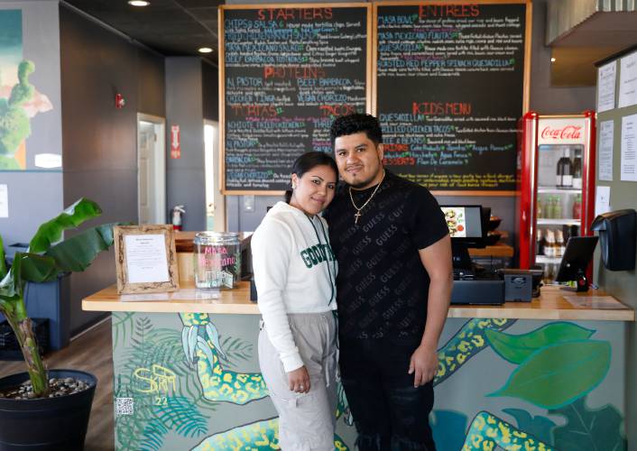 Masa Mexicano owner Roberto Saravia, right, and his wife Maria Carolina Arias at the restaurant Thursday afternoon in Florence.