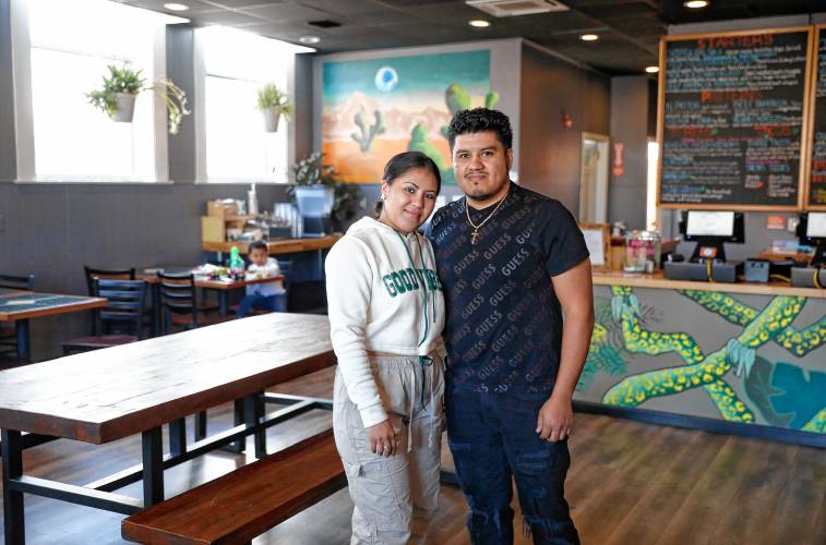 Masa Mexicano owner Roberto Saravia, right, and his wife Maria Carolina Arias at the restaurant Thursday afternoon in Florence.