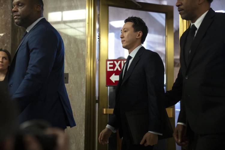 TikTok CEO Shou Zi Chew arrives to appear before the Senate Judiciary Committee's hearing on online child safety on Capitol Hill, Wednesday, Jan. 31, 2024 in Washington. (AP Photo/Mark Schiefelbein)