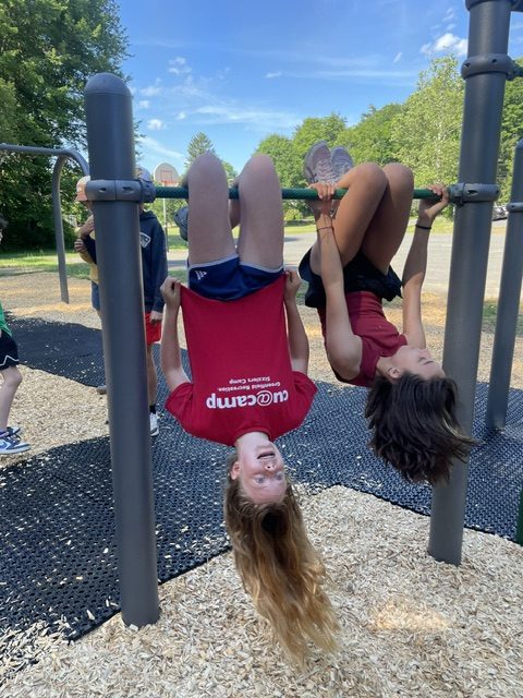 Leverett Elementary students climb, swing into new playground